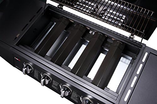 Gas BBQ Grill 5 Burner (4 Main + 1 Side Burner), Outdoor Barbecue with Steel Warming Rack, Storage Cabinet, Temperature Gauge