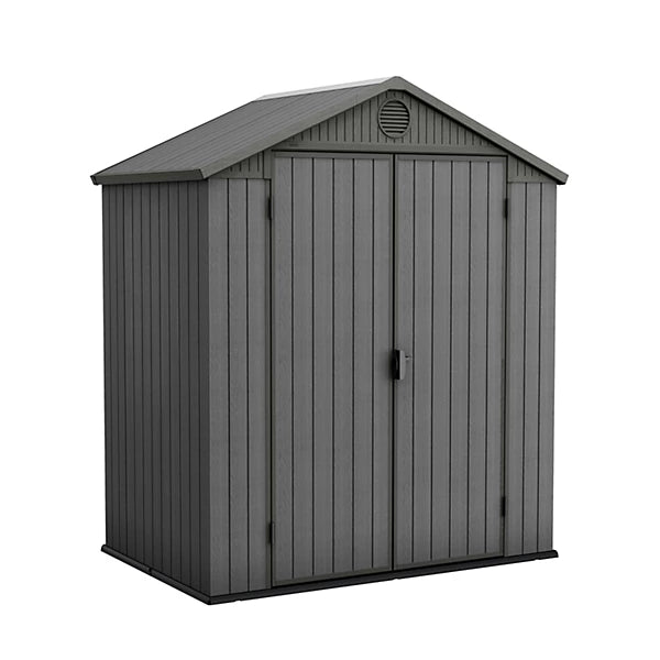 Grey Plastic Storage Shed 6 × 4 ft with Floor and Double Door Access
