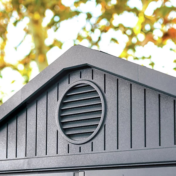 Grey Plastic Storage Shed 6 × 4 ft with Floor and Double Door Access