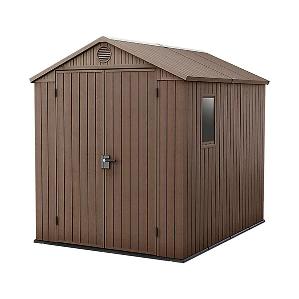 8 × 6 ft Plastic Storage Shed with Floor, Window and Double Door Access, Base Included