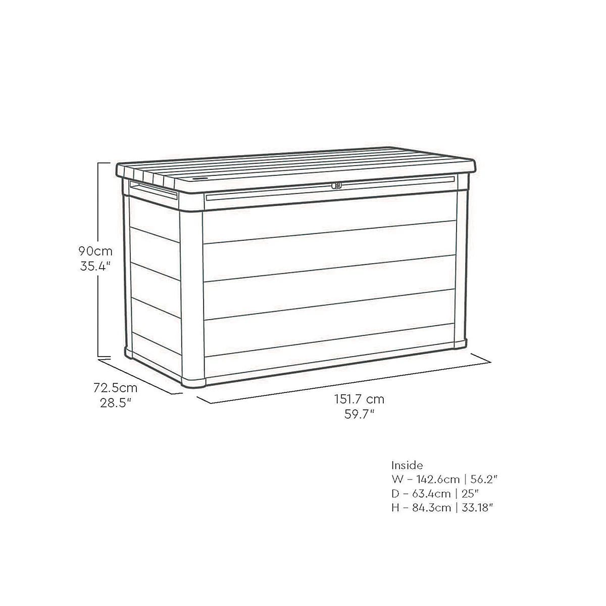 757L Outdoor Garden Storage Box, Resin Storage Unit, 5 × 2 ft, Walnut